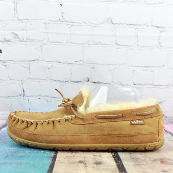 L.L. Bean Other - LL Bean Brown Wicked Good Shearling Lined Moccasin Slippers Size 10 M